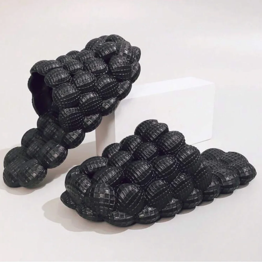 Massage Bubble Black Slides Size 9/9.5 Unisex NEW